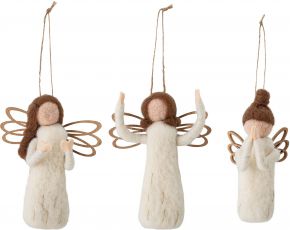 Bloomingville tree ornaments angel white height 13 cm set of 3 Pavla