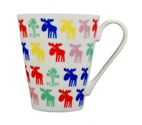 Nordiska Mia L. Moose white multicolor mug 0.3 l