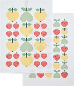 Finlayson Sydänhedelmät (heart fruit) tea towel 50x70 cm 2 pcs (oeko- tex) white, green, yellow