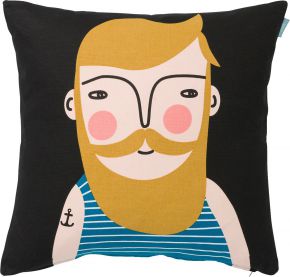 Spira of Sweden Kompiskudde Frank cushion cover (oeko-tex) 47x47 cm black, green-yellow, pink, blue