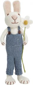 Gry & Sif Easter bunny with pants & marguerite white, blue, multicolored