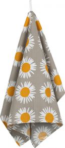 Marimekko Auringonkukka (sunflower) tea towel (eco-tex) 47x70 cm beige, white, yellow
