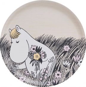 Muurla Moomins Originals summer night tray Ø 35 cm beige, black, pink, yellow