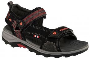 Viking Footwear Unisex Kids sandal with Velcro black, red Sandoey