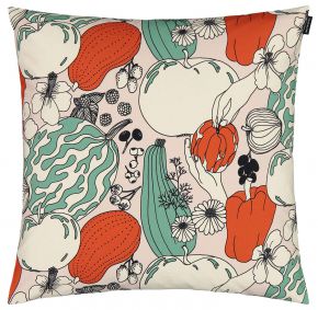 Marimekko Vihannesmaa (vegetable patch) cushion cover 50x50 cm natural, red, green