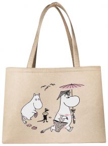 Muurla Moomins beach tote bag recycled PET 39x53 cm beige, multicolor