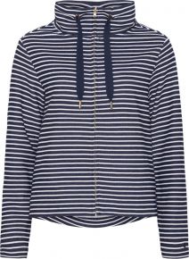REDGREEN Ladies sweat jacket with hood navy, off white striped Filluca