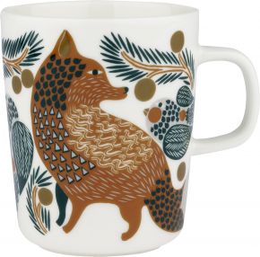 Marimekko Ketunmarja (fox berry) Oiva mug 0.25 l cream white, brown, dark green