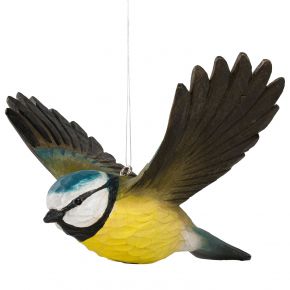 Wildlife Garden DecoBird Flying Blue Tit hand carved