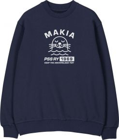 Makia Clothing Unisex Sweatshirt with Print Konnus dark blue Special Edition for Archipelago & Lakes