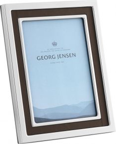 Georg Jensen Manhattan picture frame polished stainless steel, leather