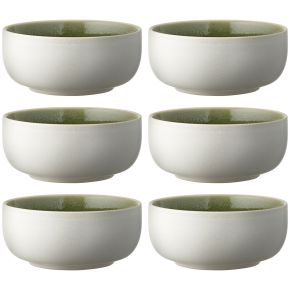 Studio Round North bowl Ø 11 cm matt white, glossy coloured moss 6 pcs