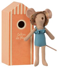 Maileg Mouse Mum height 17.5 cm with orange beach cabin