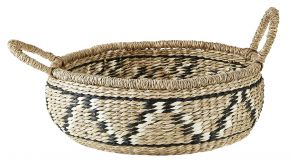 Villa Collection basket with Zigzag pattern seagrass black, natural Ø 35 cm