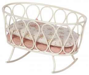 Maileg doll furniture cradle with sleeping bag height 9 cm width 14.5 cm off white
