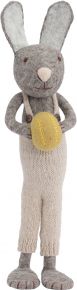 Gry & Sif Easter bunny with pants & egg height 60 cm grey, light grey, yellow