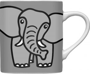 Bo Bendixen mug elephant 0.3 l light grey, grey, cream