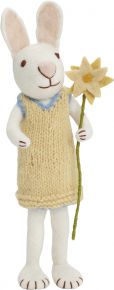 Gry & Sif Easter bunny with dress & flower height 27 cm white, yellow, blue, multicolored