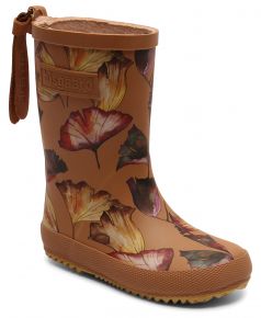 Bisgaard Girls Kids rubber boot fashion camel flowers