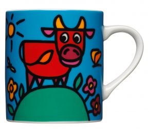 Bo Bendixen cup / mug Cow on hill 0.3 l multicolored