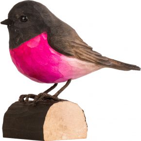 Wildlife Garden Decobird Pink Robin hand carved