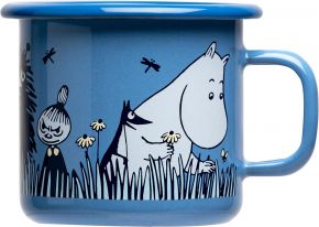 Muurla Moomins day in the garden friends cup / mug enamel 0.25 l blue, black, white