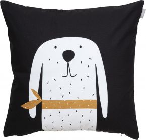 Spira of Sweden Kompiskudde Dog Bosse cushion cover (oeko-tex) 47x47 cm black, white, light brown