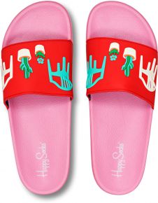 Happy Socks Unisex slides Balcony pink, red