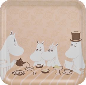 Muurla Moomins coffee time tray 33x33 cm peach, white, black