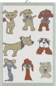 Ekeklund Animals Dogs tea towel (oeko-tex) 40x60 cm white, mehrfarbig