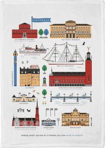 Citronelles Stockholm City tea towel 50x70 cm white, multicolored