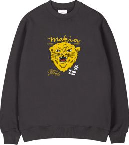 Makia Clothing Unisex Sweatshirt Round Neck Black Lion Print with Finland Flag