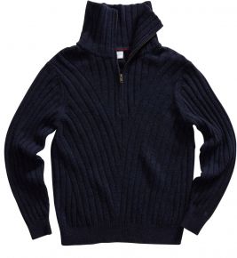 REDGREEN Men sweater with collar 1/4 zipper dark-navy melange Jan-Erik