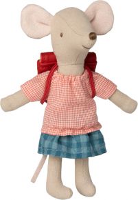 Maileg Tricycle Mouse Big Sister with pink blouse & shoulder bag height 13 cm
