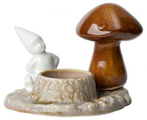 Kähler Design Christmas Stories candlestick mushroom with gnome height 9.5 cm
