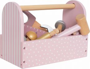 Jabadabado tool box pink wood 16 pieces 23x12x16 cm