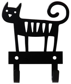 Bengt & Lotta Cat hook rack with 2 hooks metal 8x14 cm black