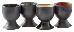 Bitz Stoneware egg cup with foot set 4 pcs black mat