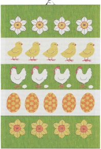 Ekeklund Easter Chick Parade tea towel (eco-tex) 35x50 cm green, yellow, orange, red, white