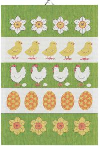 Ekeklund Easter Chick Parade tea towel (oeko-tex) 35x50 cm green, yellow, orange, red, white