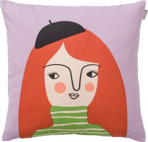 Spira of Sweden Kompiskudde Astrid cushion cover (eco-tex) 47x47 cm light purple, red-orange, green,