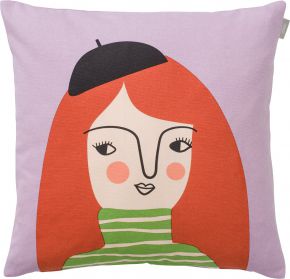 Spira of Sweden Kompiskudde Astrid cushion cover (oeko-tex) 47x47 cm light purple, red-orange, green