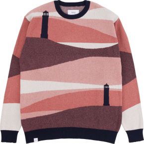 Makia Clothing Men Sweater round neck navy apricot Bengtskär  lighthouse