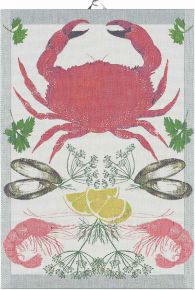 Ekeklund Maritime Seafood tea towel (oeko-tex) 35x50 cm red, white ,multicolored