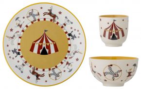 Bloomingville Mini circus children's tableware set 3 pcs plate, cup and bowl