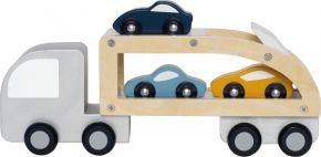 Jabadabado car transporter with 3 cars white, multicolored wood 32x8x12 cm