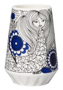 Arabia Pastoraali vase height 13 cm blue, black, cream