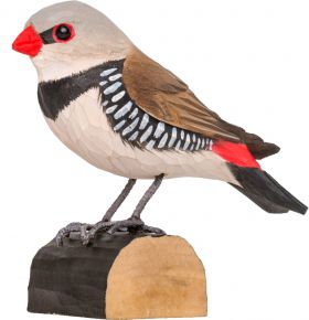 Wildlife Garden Decobird Diamond Fire Finch hand carved