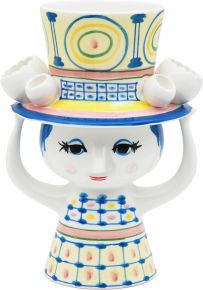 Bjørn Wiinblad Lady with hat vase height 20.5 cm blue, multicolored