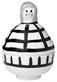 Marimekko Marikyläläiset Rauha (peace) jar height 17.5 cm Ø 12 cm cream, black, grey
